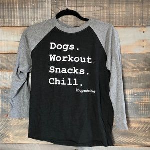 Dogs. Workout. Snack. Chill. Baseball tee